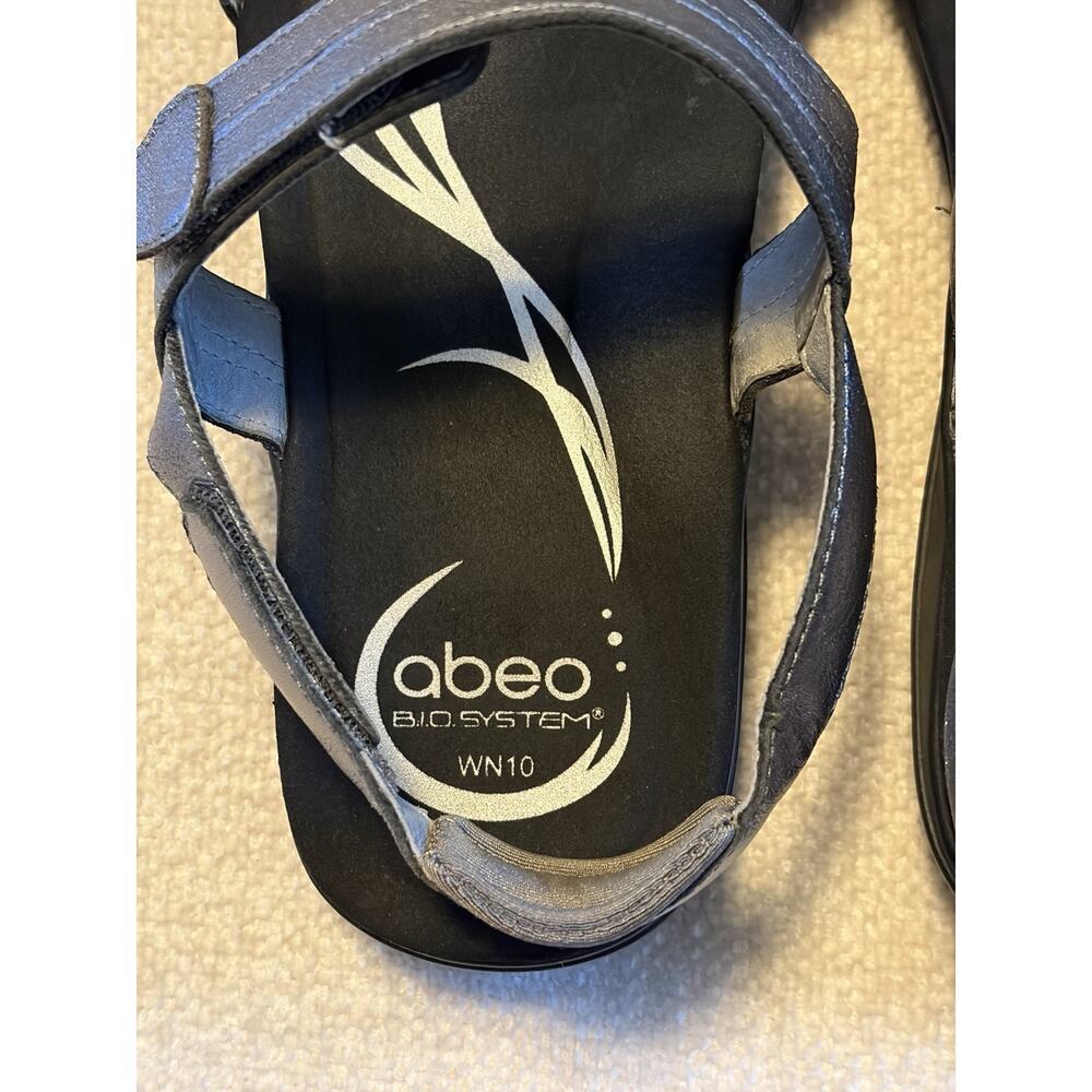 ABEO Sandals Brynn Leather Hook Loop Straps Women’s Size 10 Gray Silver - Picture 4 of 11